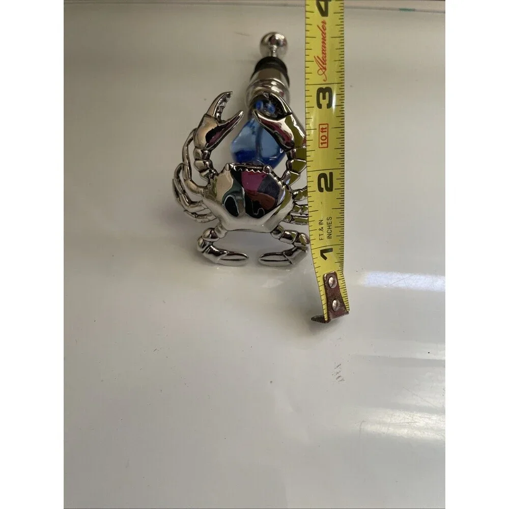 Metal Crab Blue  Art Glass Wine‎ Bottle Stopper Crustacean Zodiac Sign Cancer